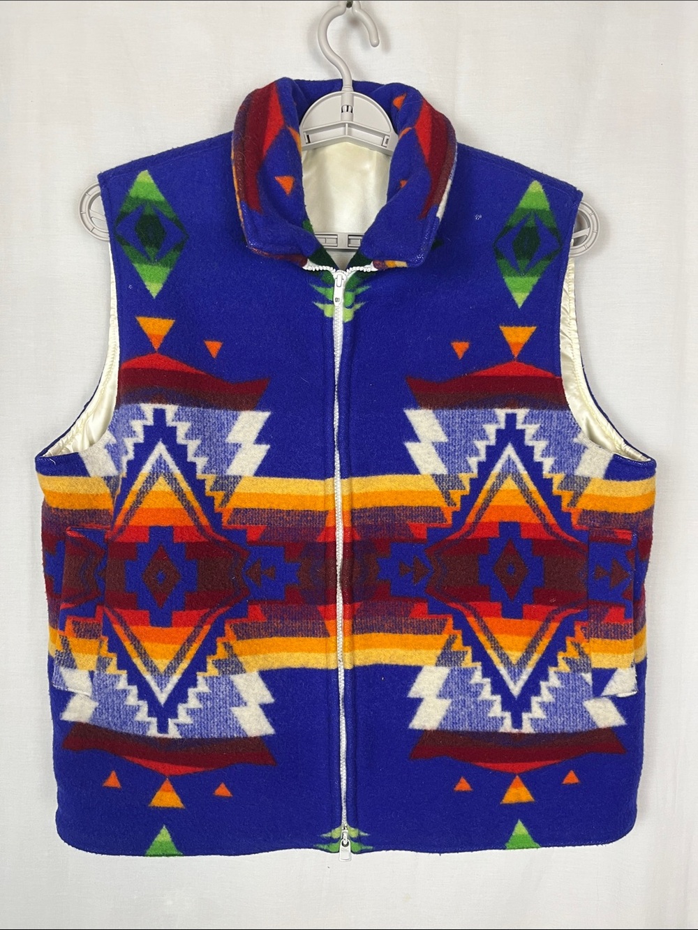 Vintage 70's Western Aztec Wool and Satin Lined Men's Winter Vest